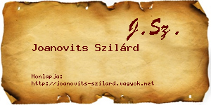 Joanovits Szilárd névjegykártya